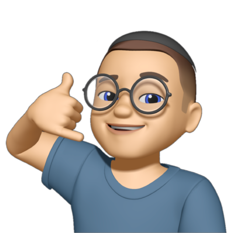 A cartoon-style avatar representing NEOBADGER, showing a person with short dark hair, round glasses, and blue eyes. They are making a "call me" hand gesture with a playful smile, extending their thumb and pinky finger near their face.